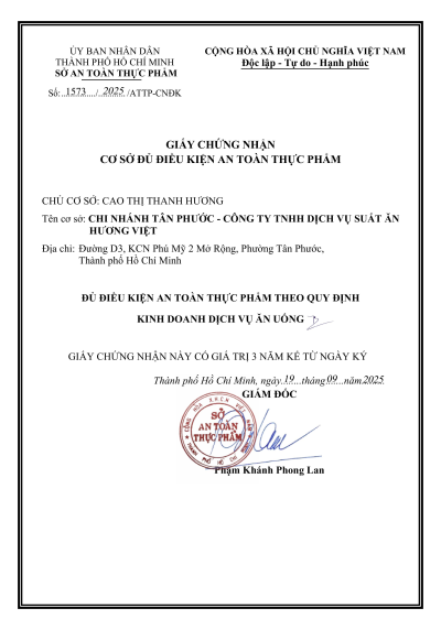 GIẤY CN ATTP XƯỞNG G - 19.09.2025