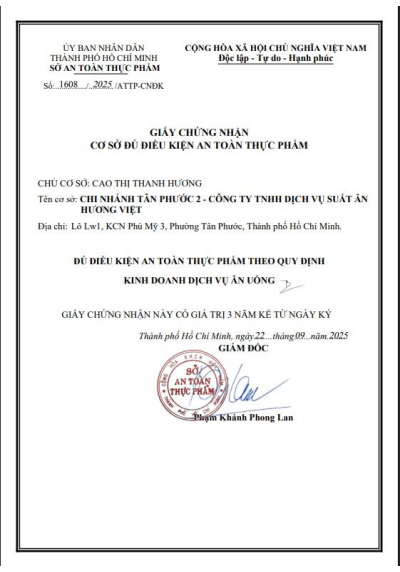 GIẤY CN ATTP XƯỞNG P - 22.09.2025